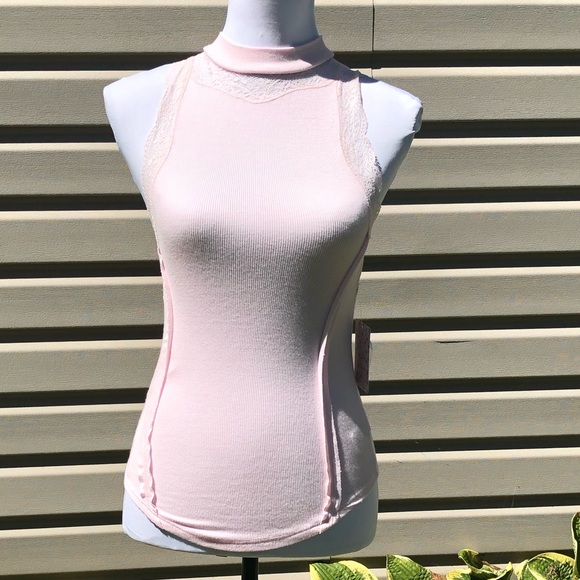 NWT Free People Pink Dale Back Cutout Lace Tank - Picture 6 of 11